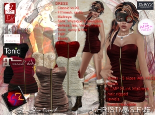 ShuShu CHRISTMAS EVE outfit - dress - boots - jewels - hair - mask - cloak