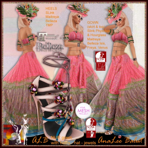 ALB NUR gown with heels &amp; jewels SLink Maitreya Belleza